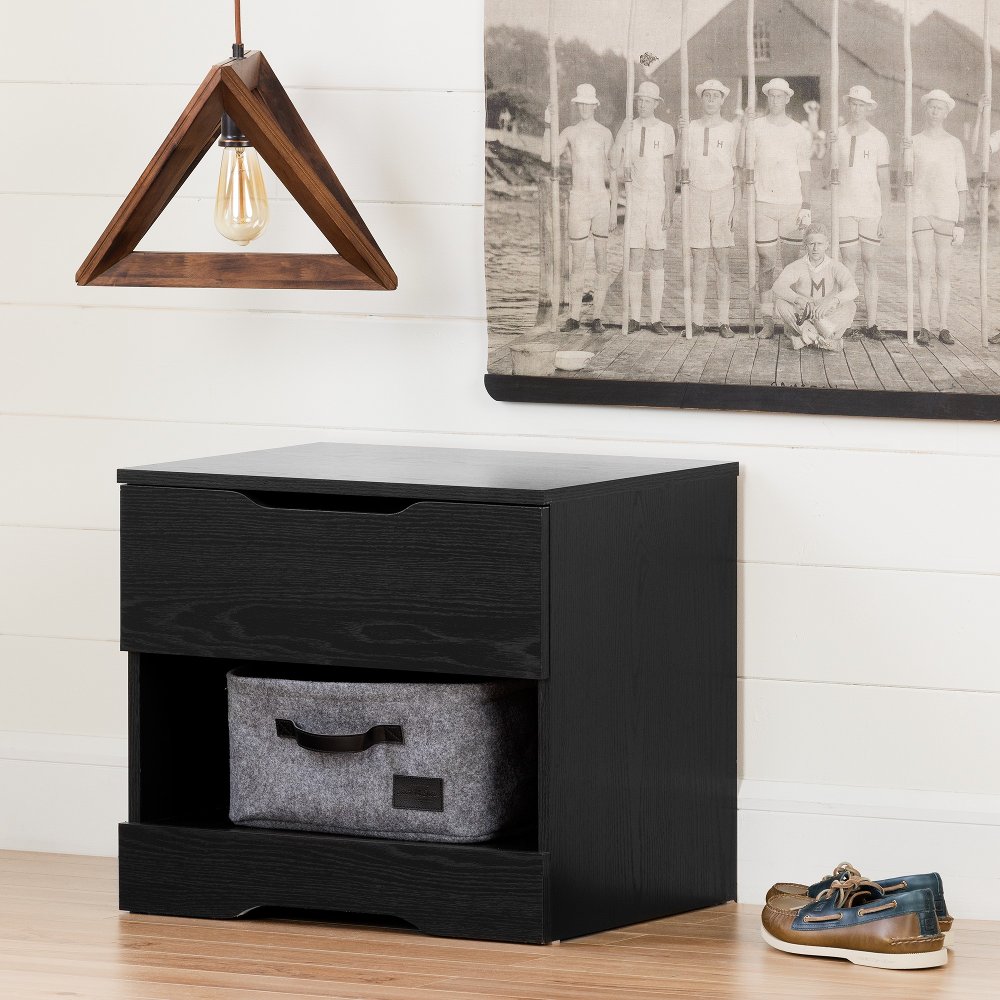 Modern Farmhouse Black Oak Nightstand - South Shore