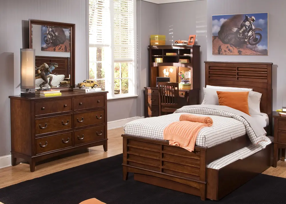 Classic Brown 4 Piece Twin Bedroom Set - Chelsea Square-1