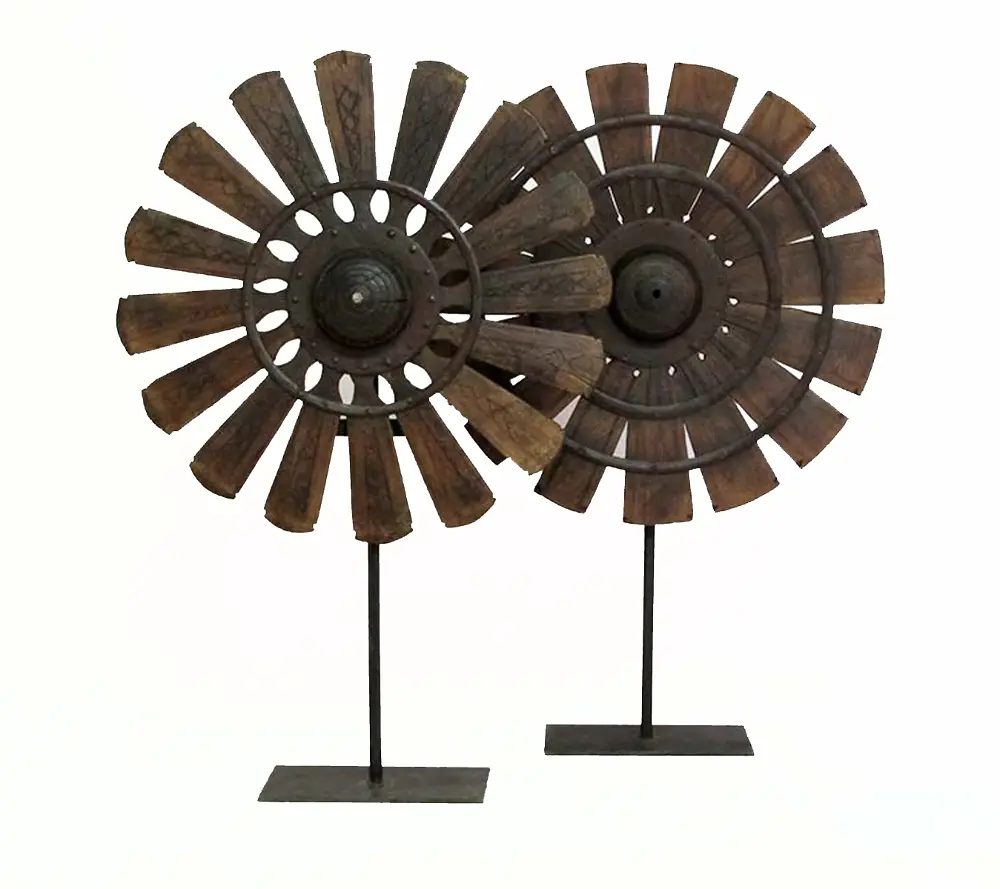 Assorted Wood and Iron Loom Wheel With Base-1