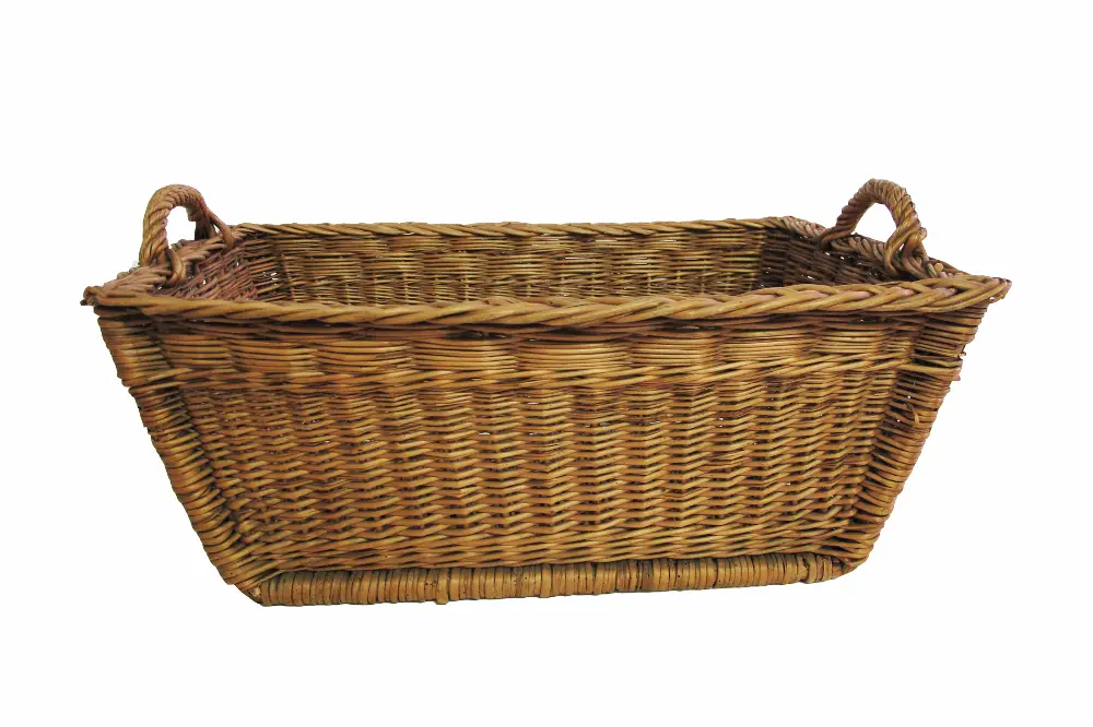 Rectangular Wicker Wash Basket With Handles-1