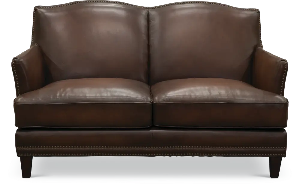 Traditional Brown Leather Loveseat - Manchester-1