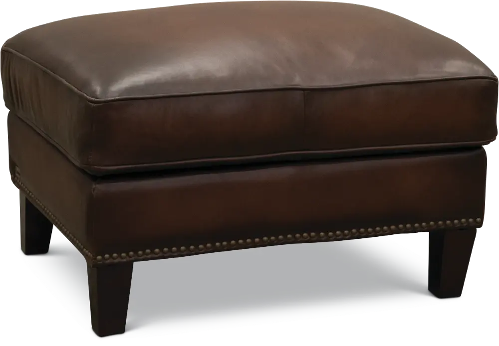 Traditional Brown Leather Storage Ottoman - Manchester-1
