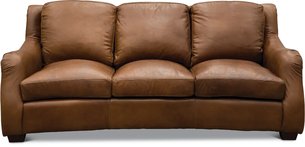 Traditional Natural Brown Leather Sofa - Carmel-1