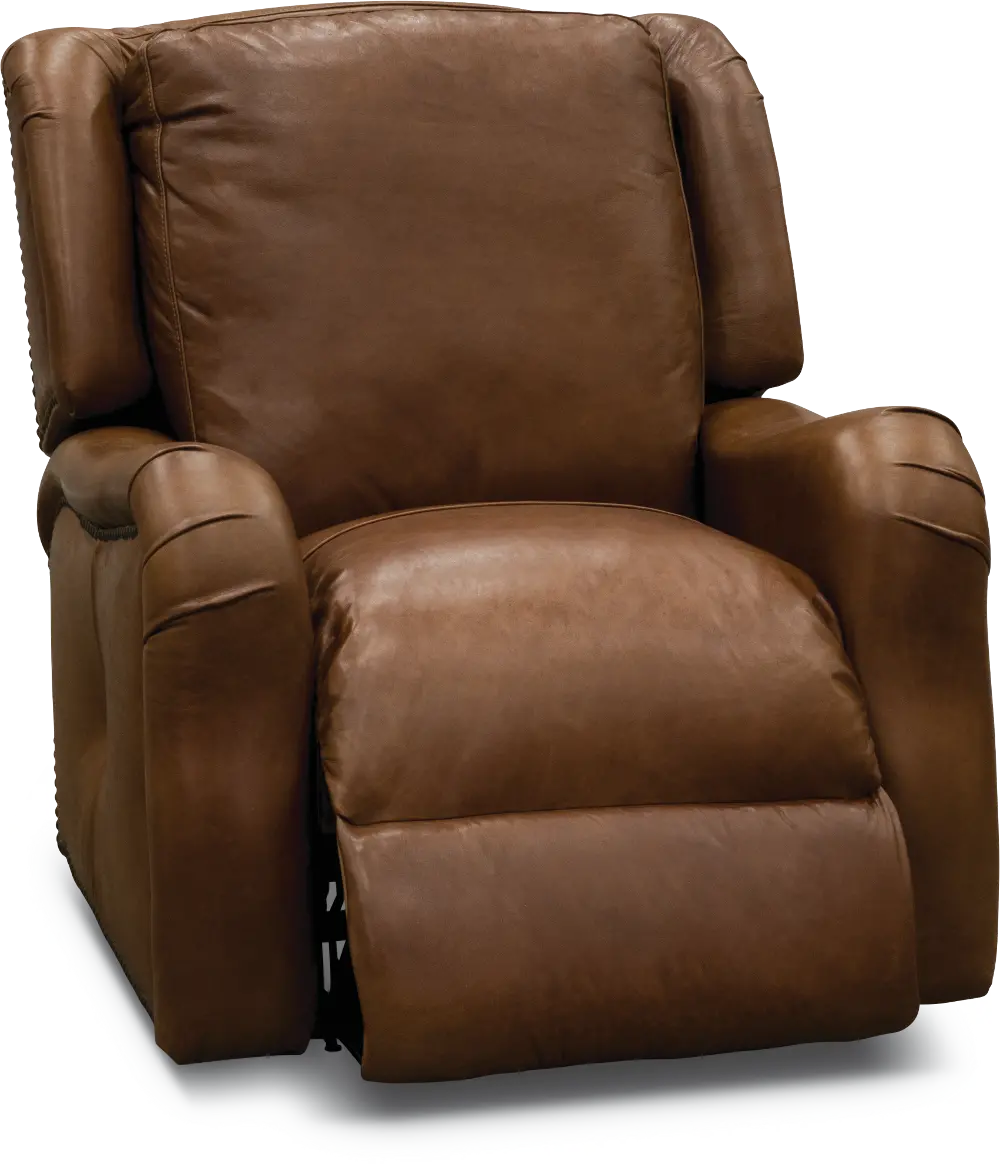 Traditional Natural Brown Leather Power Recliner - Carmel-1