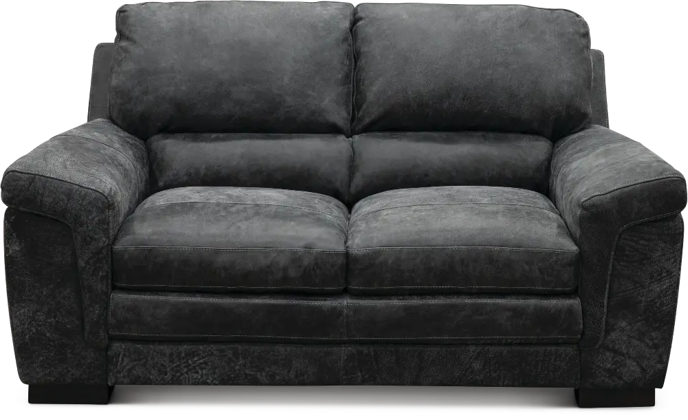 Casual Contemporary Gray Leather Loveseat - Outback-1
