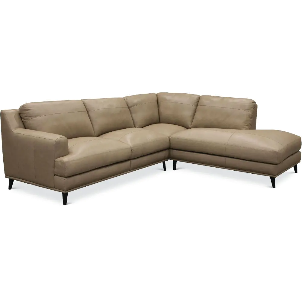 Beige 2 Piece Leather Sectional Sofa with RAF Chaise - Houston-1