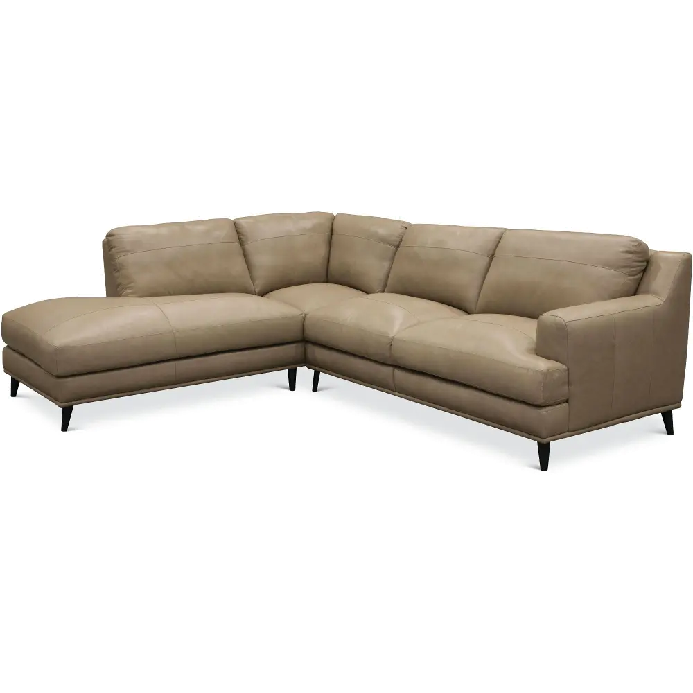 Beige 2 Piece Leather Sectional Sofa with LAF Chaise - Houston-1