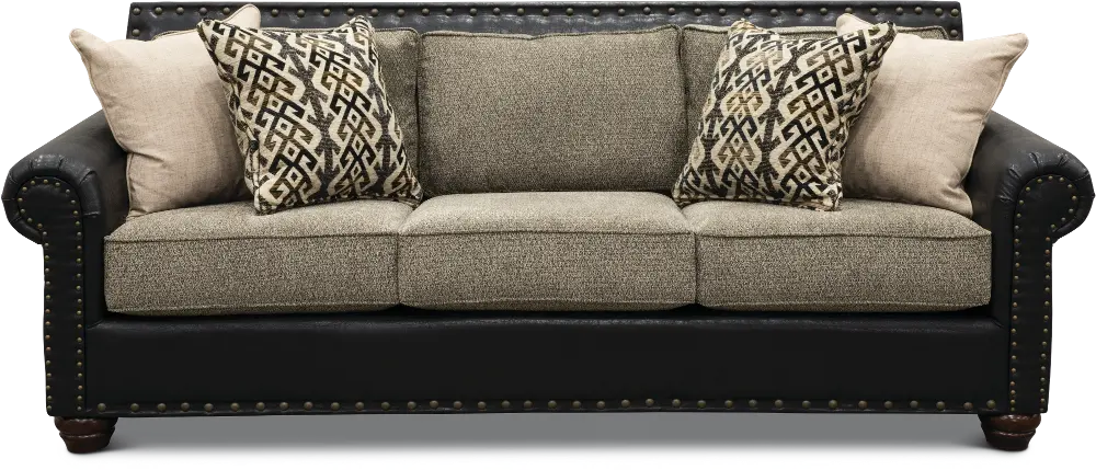 Rustic Traditional Black and Brown Sofa - Marksman-1