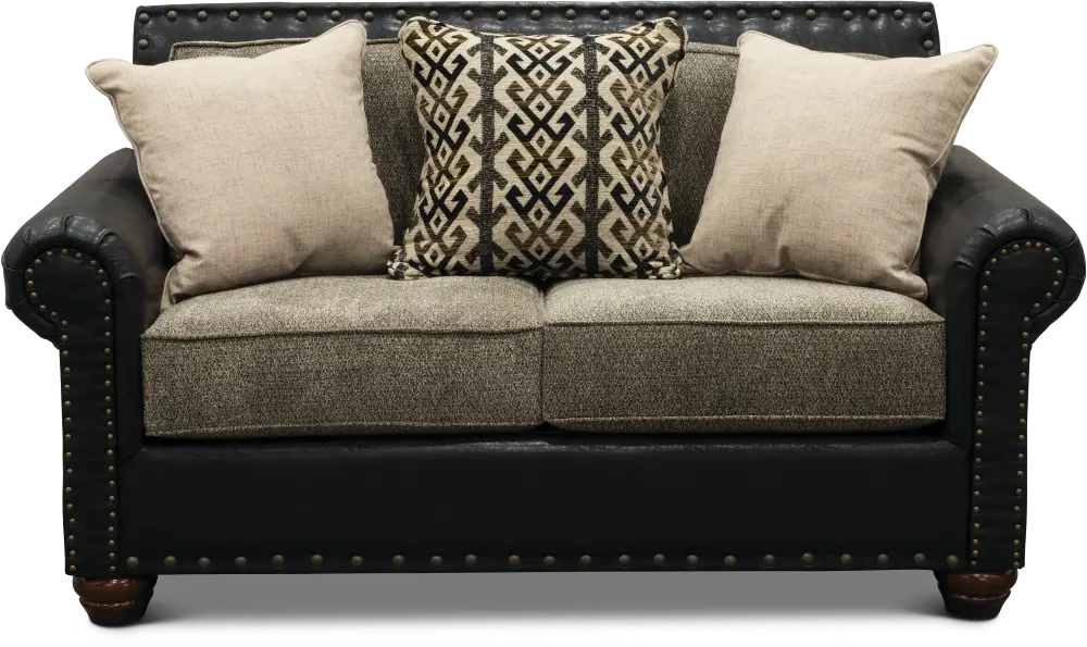 Rustic Traditional Black and Brown Loveseat - Marksman-1