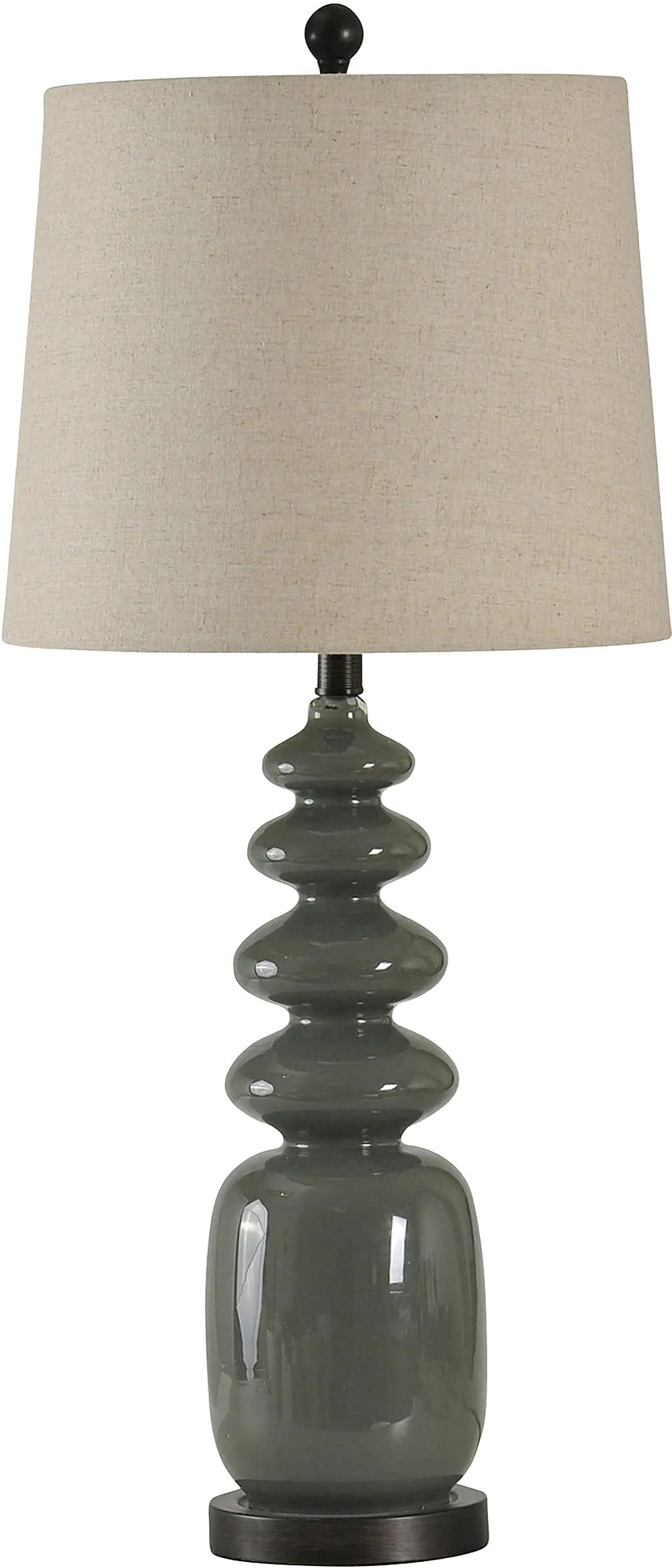 Dark Gray Painted Glass Table Lamp on a Steel Base-1