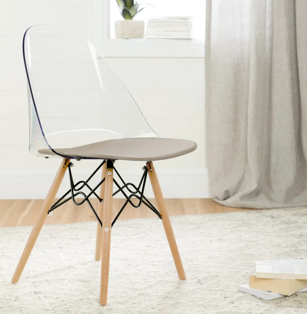 100276 Annexe Clear and Gray Eiffel Style Chair - South Shore-1
