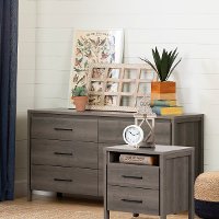 Contemporary Gray Oak Dresser Nightstand Set Gravity Rc