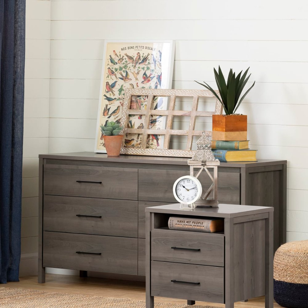 Gravity Gray Oak Dresser & Nightstand Set - South Shore