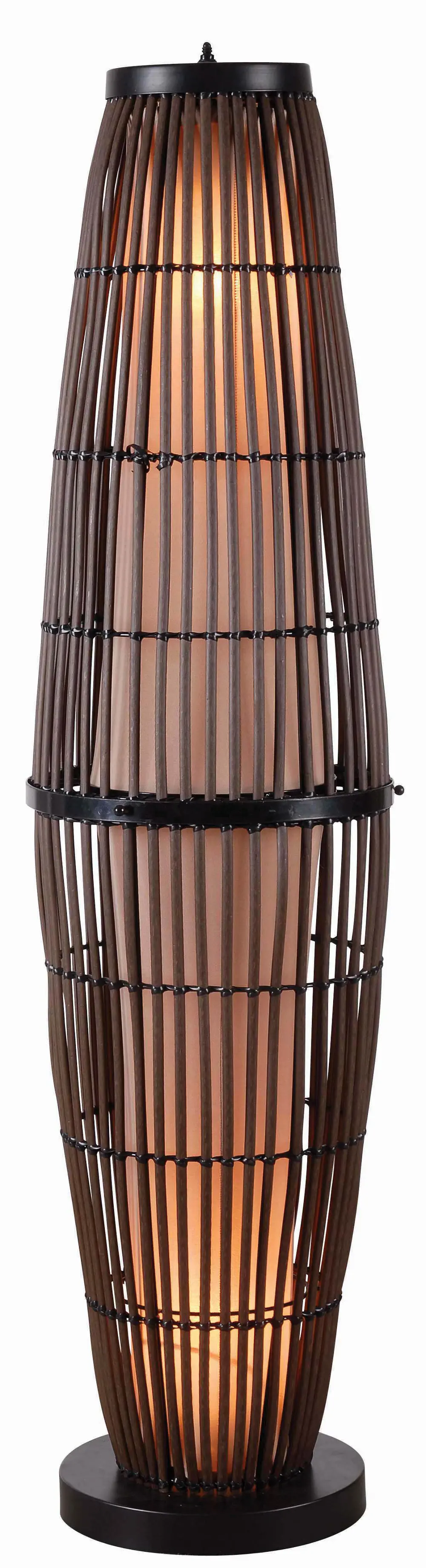 Rattan Outdoor Floor Lamp with Bronze Accents - Biscayne-1