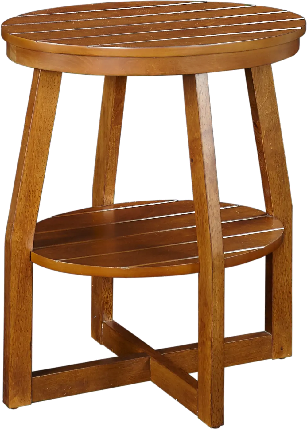 Brown Oval Slatted Accent Table - Cooper-1