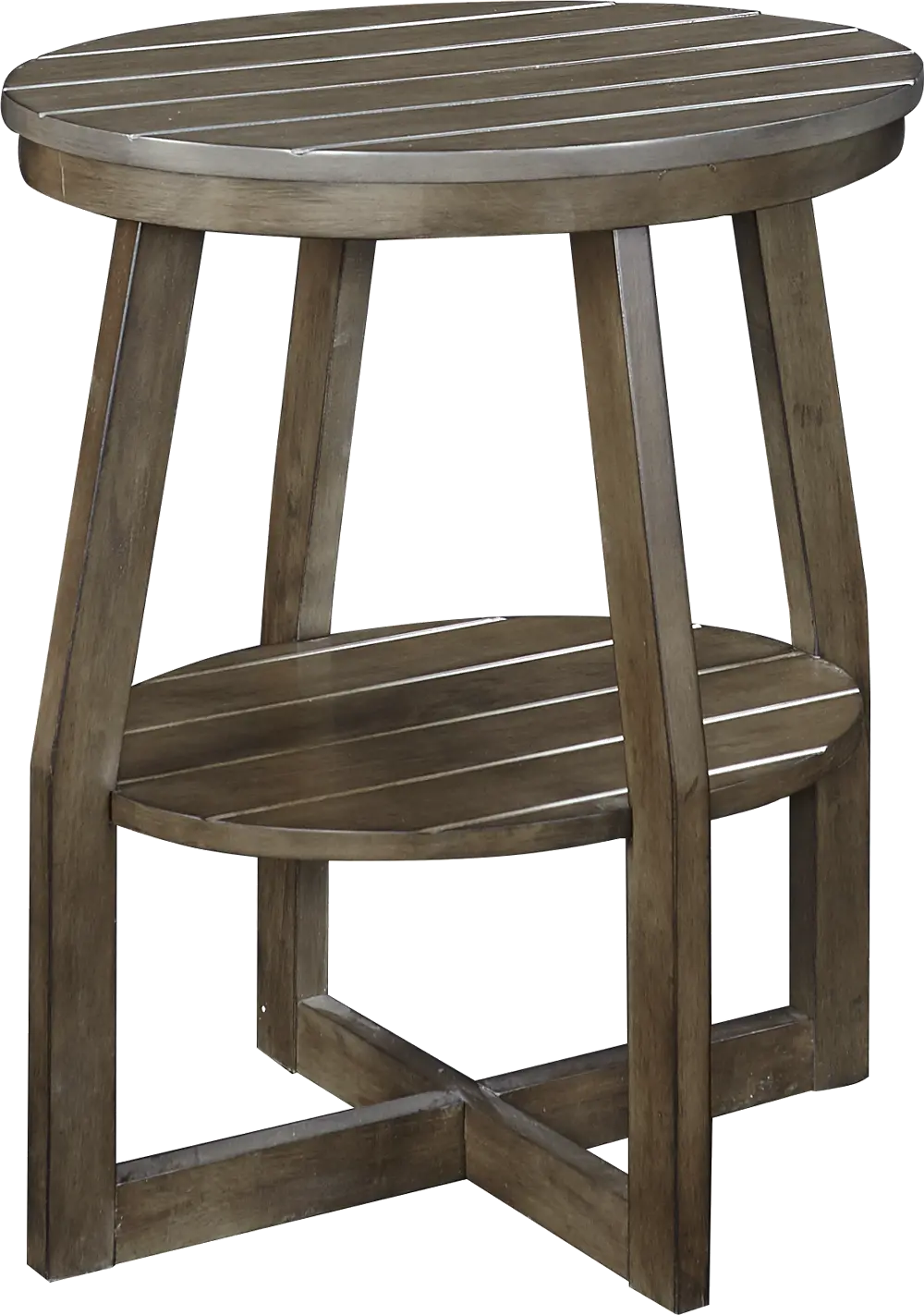Gray Oval Slatted Accent Table - Cooper-1