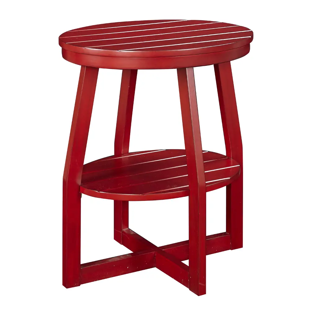 Red Oval Slatted Accent Table - Cooper-1