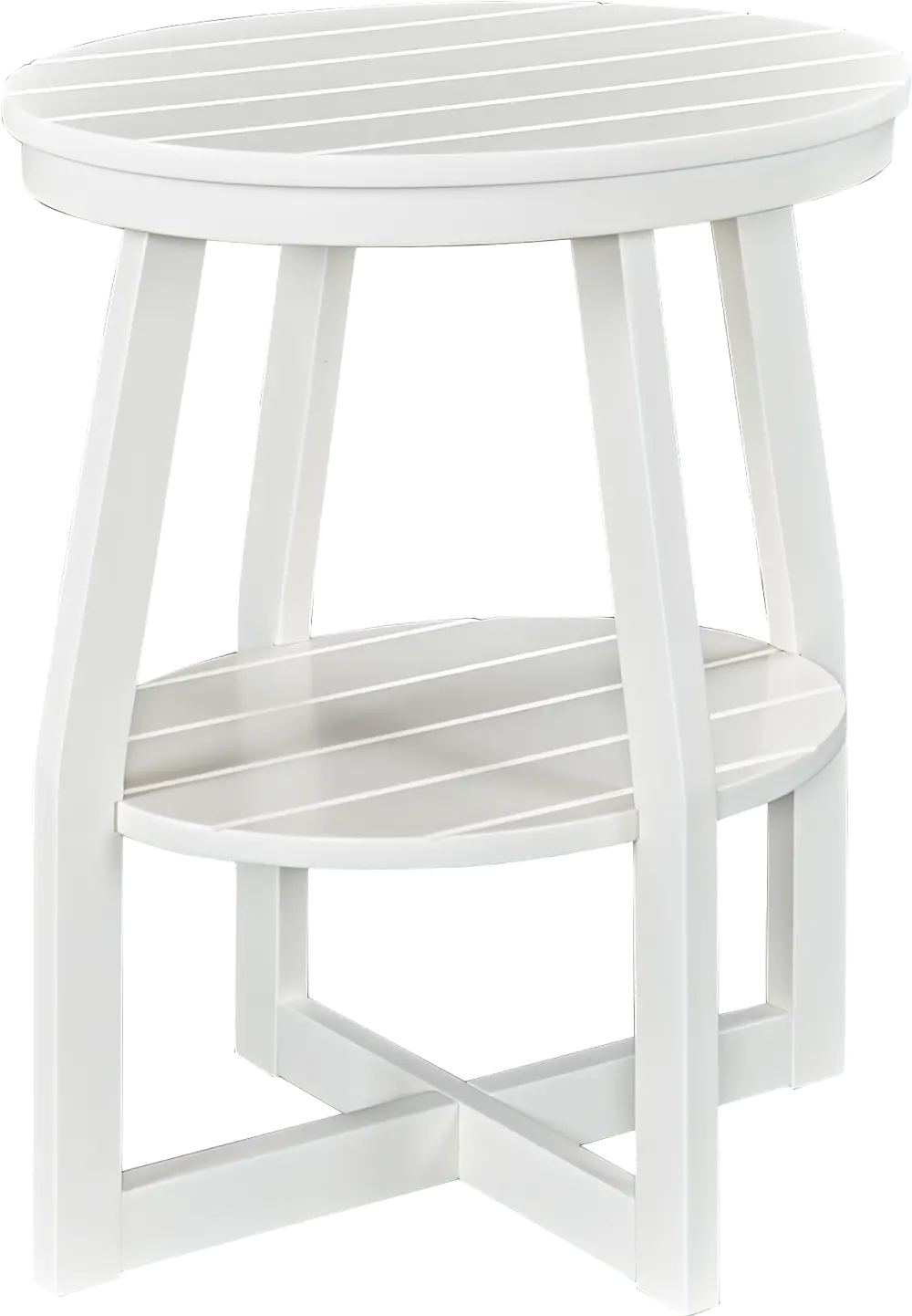 White Oval Slatted Accent Table - Cooper-1