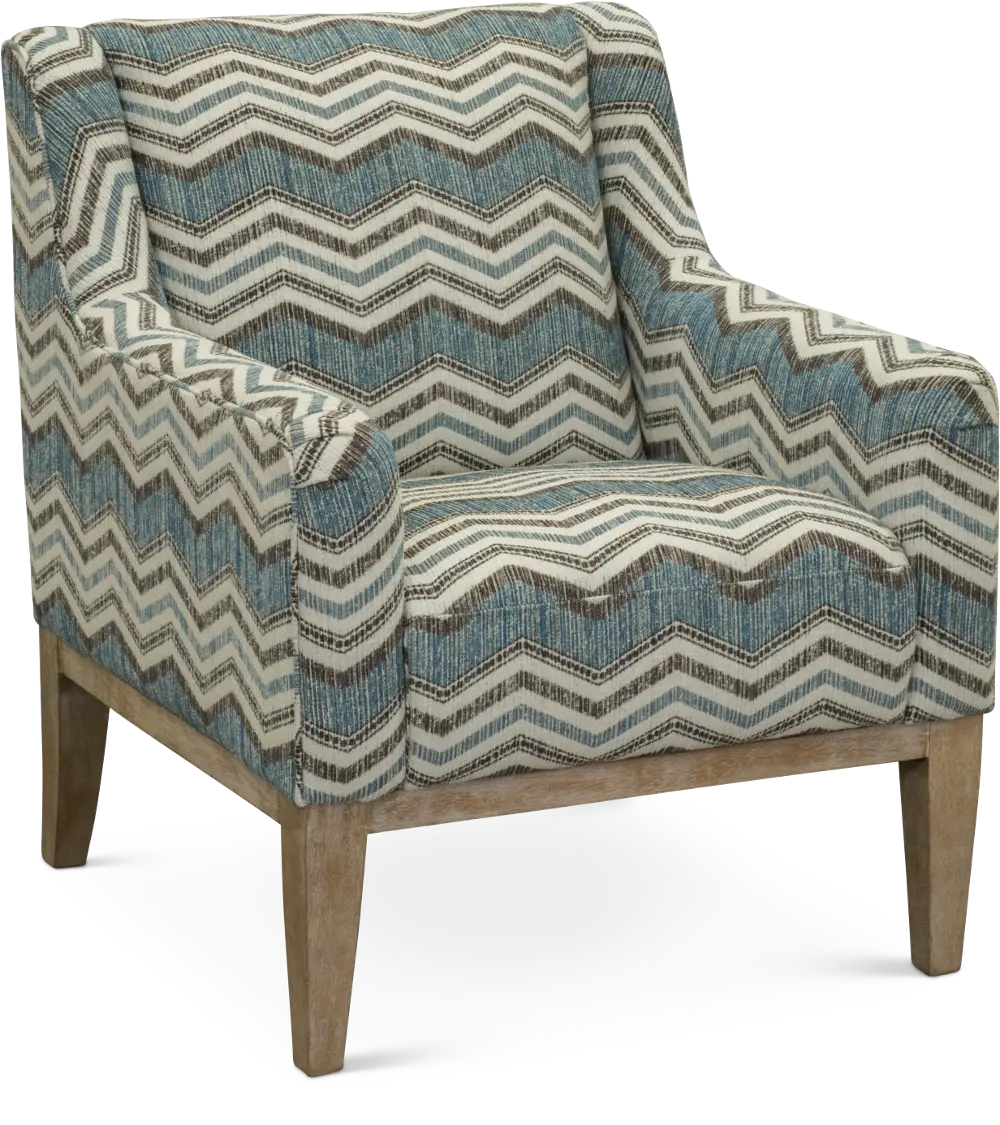 Contemporary Blue Chevron Upholstered Accent Chair - Mutual-1