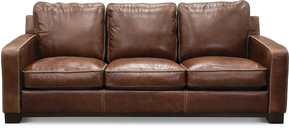 Casual Classic Sandalwood Brown Leather Sofa - Pinkerton-1