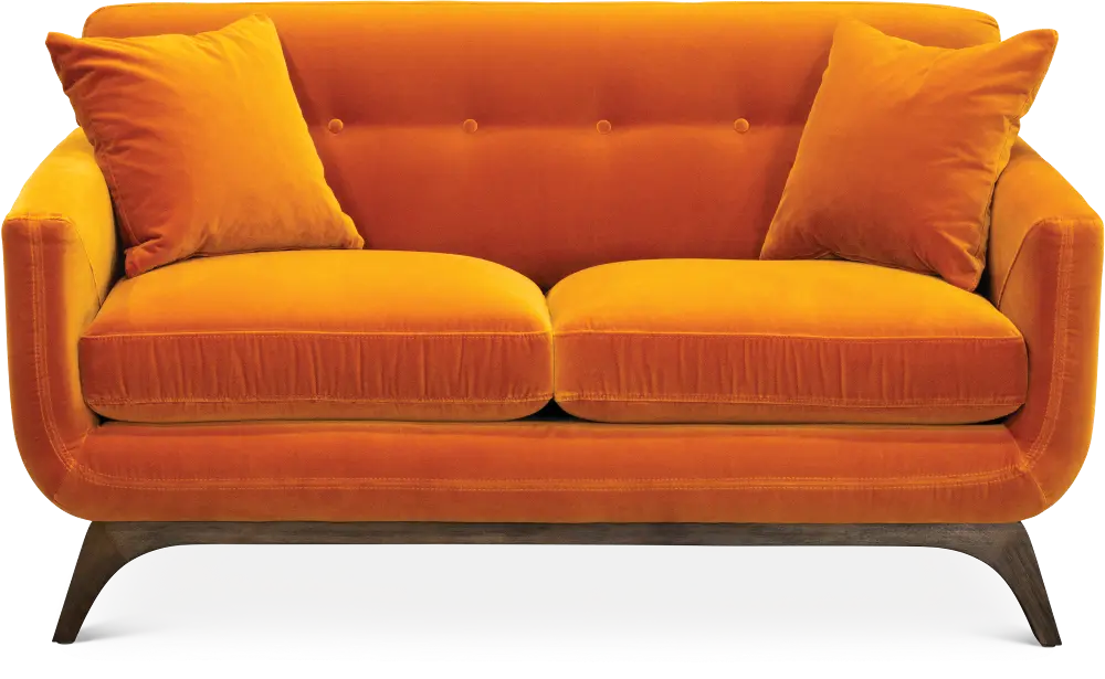 Mid Century Modern Amber Orange Loveseat - Falkirk-1