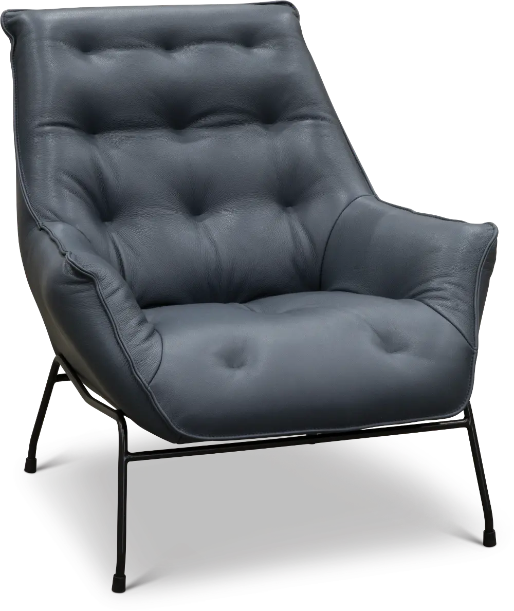 Marseille Modern Navy Leather Accent Chair-1
