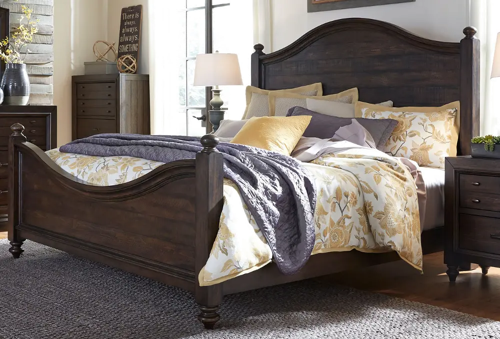 Traditional Dark Brown King Bed - Catawba-1