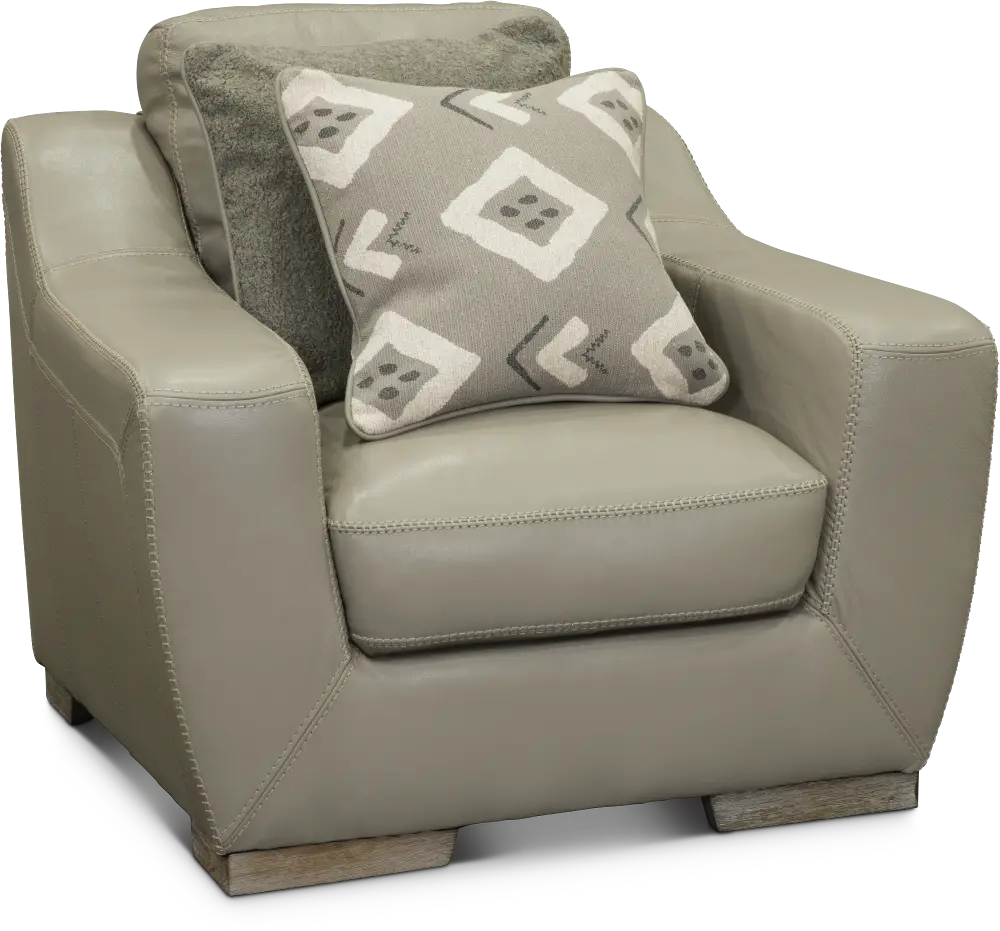 Contemporary Cement Gray Leather Chair - Bowie-1