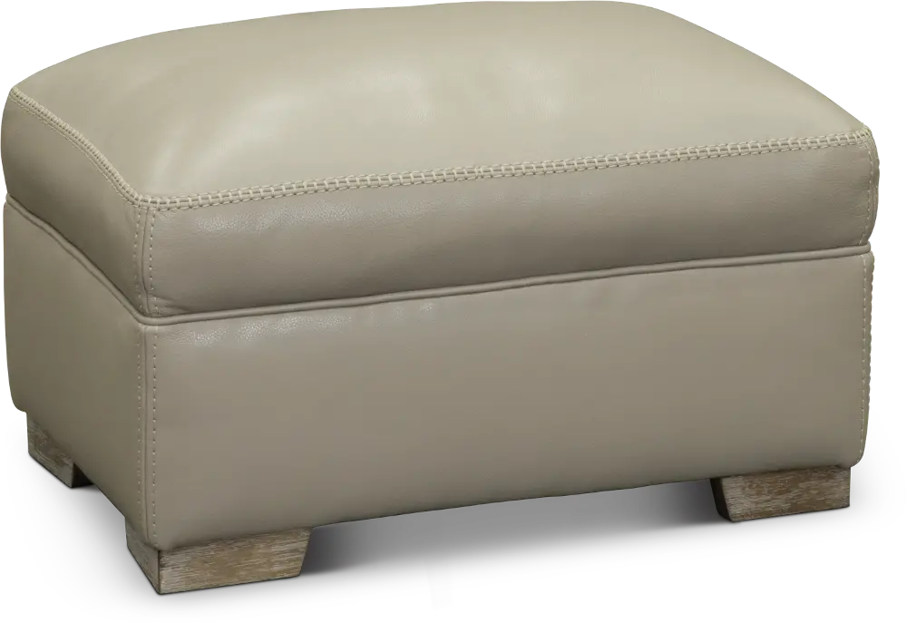 Contemporary Cement Gray Leather Ottoman - Bowie-1
