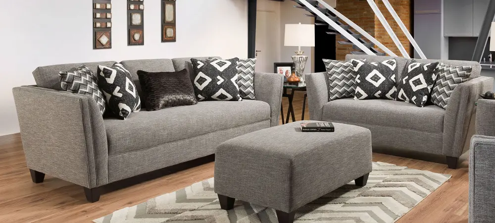 Modern Contemporary Gray 2 Piece Living Room Set - Carbon-1