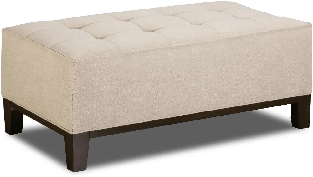 Mid Century Modern Taupe Ottoman - Patchquilt-1