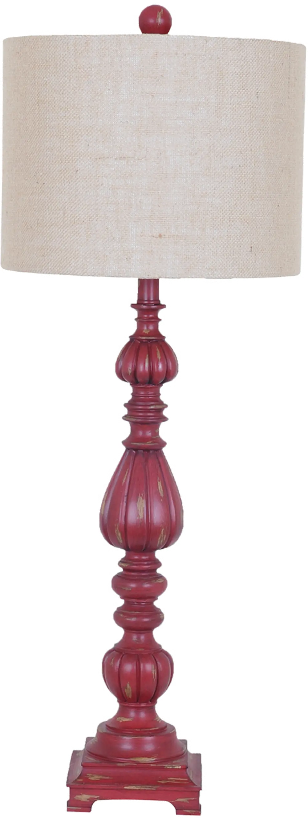 Antique Red Resin Slender Table Lamp - Avaian-1