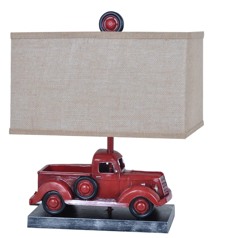Well Traveled Rustic Red Truck Table Lamp-1