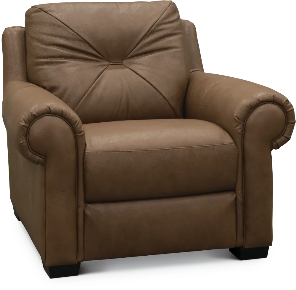 U924-003/10YN/CH Casual Traditional Tan Leather Chair - Claudio-1
