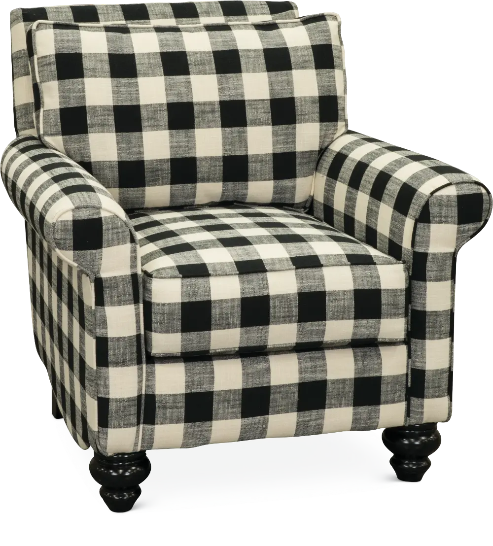 Black Black and White Buffalo Plaid Accent Chair-1