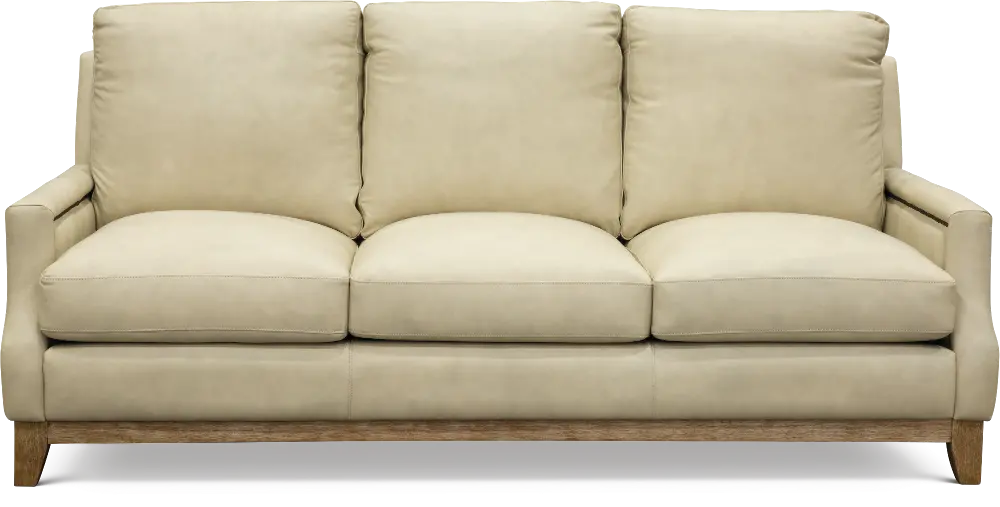 Casual Contemporary Beige Leather Sofa - Calais-1