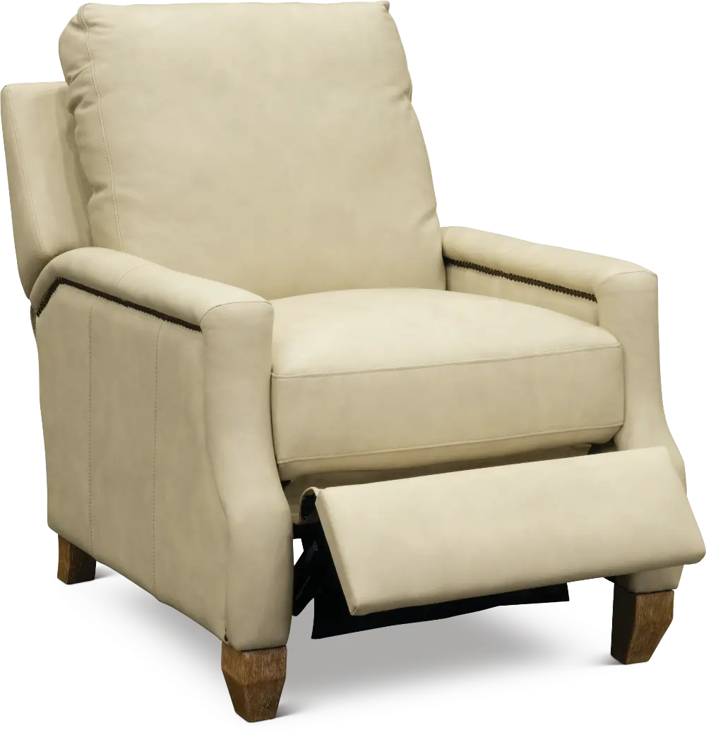 Casual Contemporary Beige Leather Recliner - Calais-1