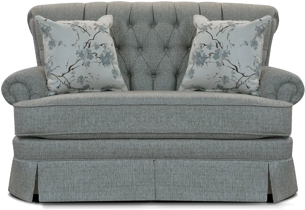 Gray Blue Settee Glider with 2 Throw Pillows - Fernwood-1