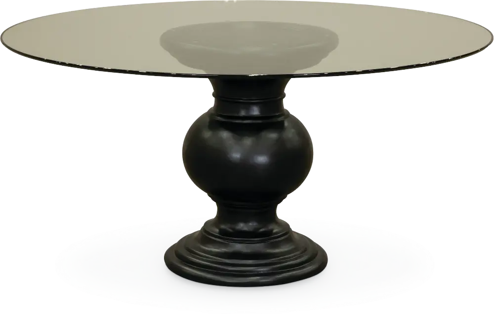 Turned Pedestal Round Glass Dining Table - Serena-1