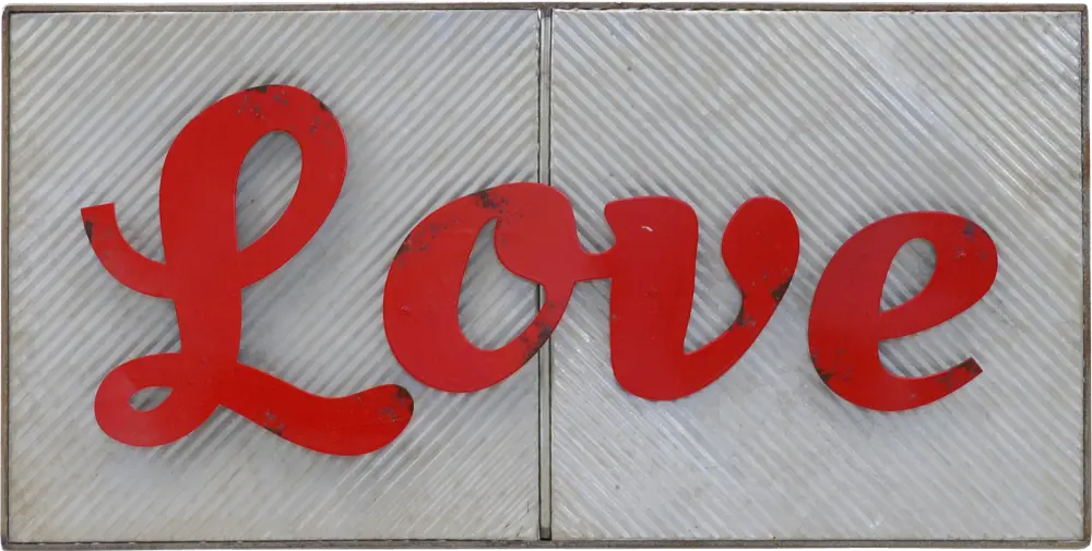 Gray and Red Metal Love Wall Sign-1