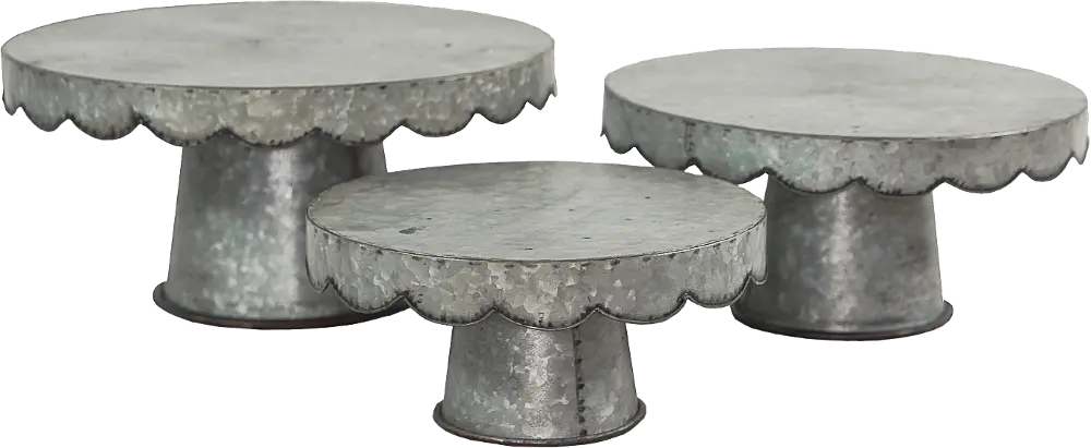 14 Inch Galvanized Metal Scalloped Design Cake Stand-1