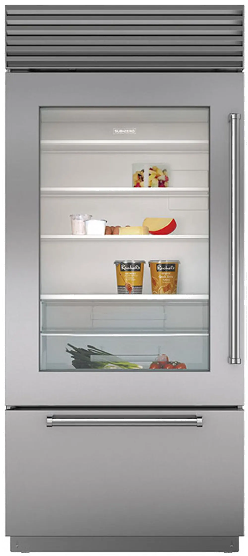 BI-36UG/S/PH-LH Sub-Zero 36 Inch Classic Bottom Freezer Refrigerator with Glass Door - 21.6 cu. ft., Left Hinge, Professional Handle-1