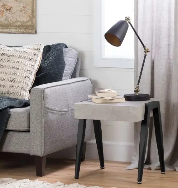 11416 City Life Concrete Gray and Black End Table - Sout sku 11416
