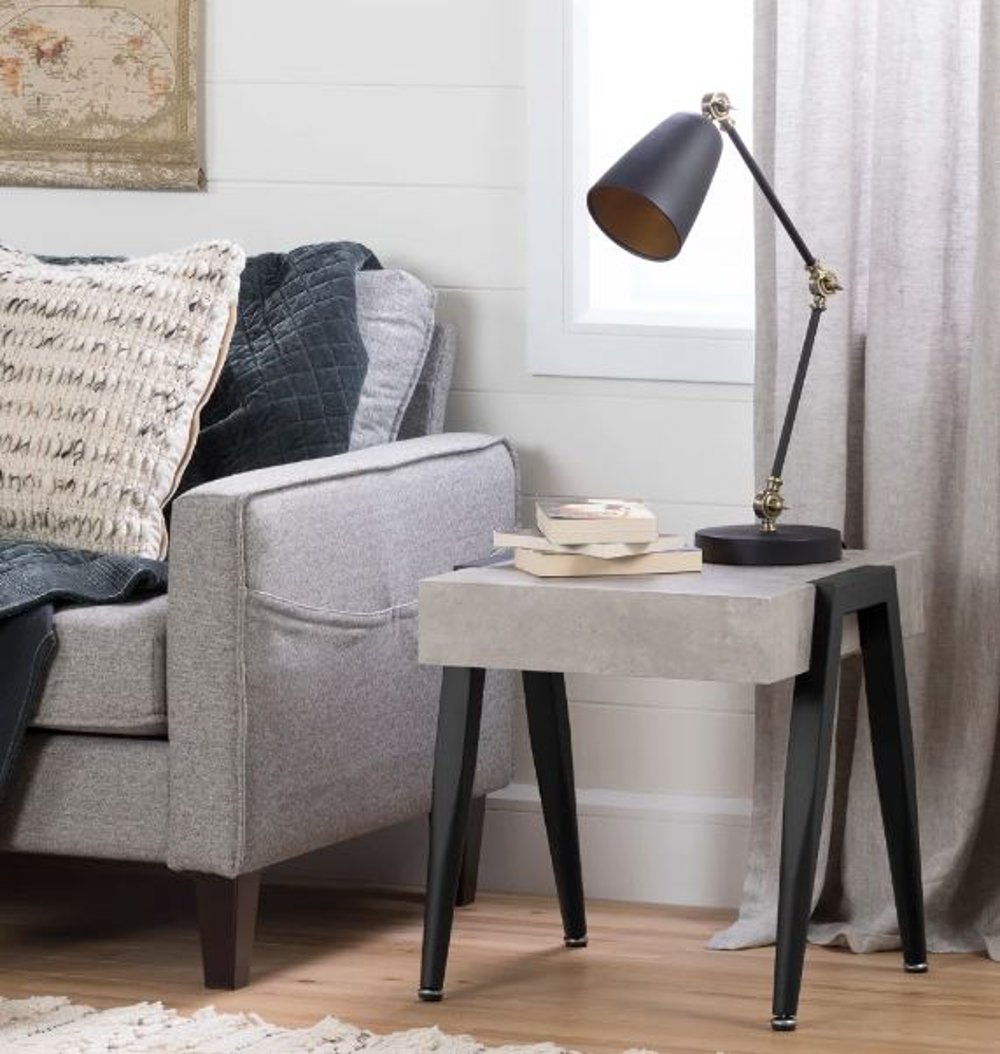 City Life Concrete Gray and Black End Table - South Shore