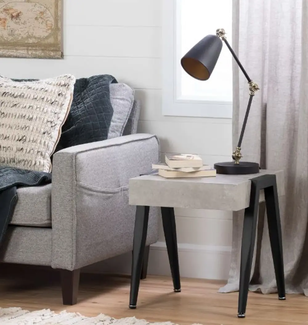 11416 City Life Concrete Gray and Black End Table - South Shore-1
