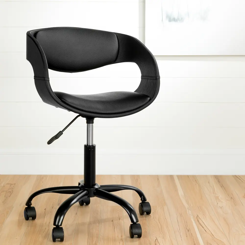 100282 Annexe Black Faux Leather Adjustable Office Chair-1
