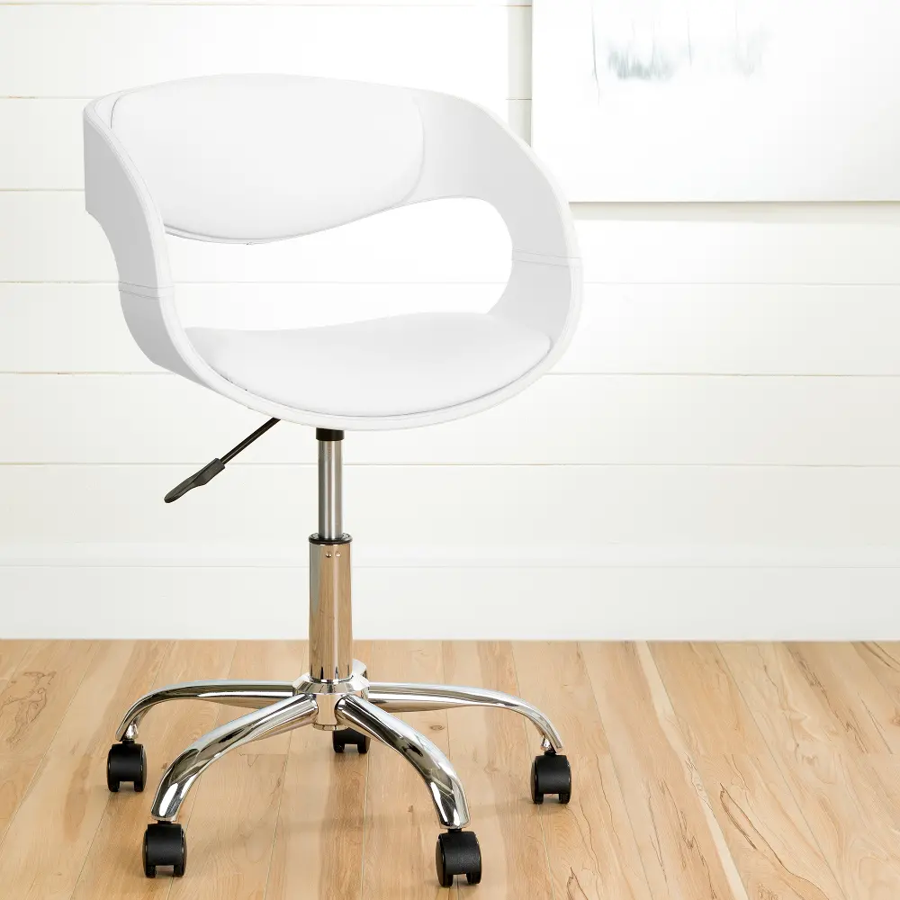 100283 Annexe White Faux-Leather Adjustable Office Chair-1