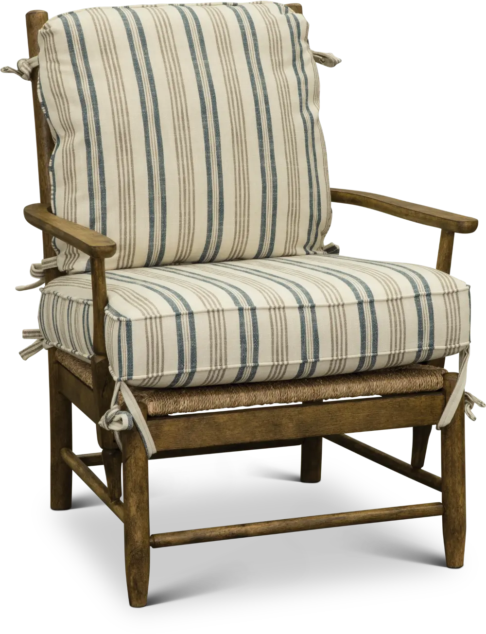 Cream, Tan and Blue Striped Accent Chair - Riverbank-1