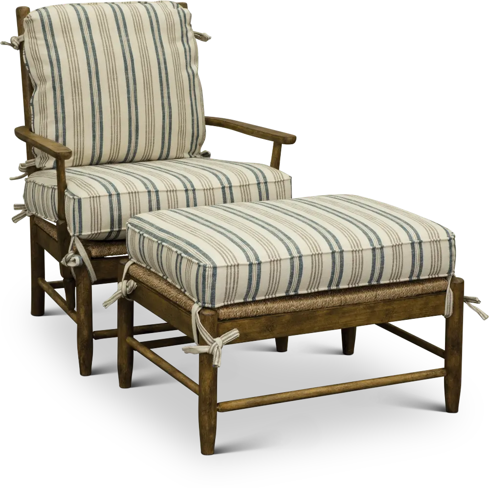 2 Piece Striped Accent Chair and Ottoman - Riverbank-1