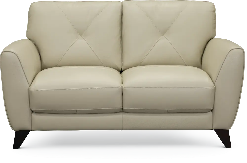 Modern Oyster White Leather Loveseat - Colours-1